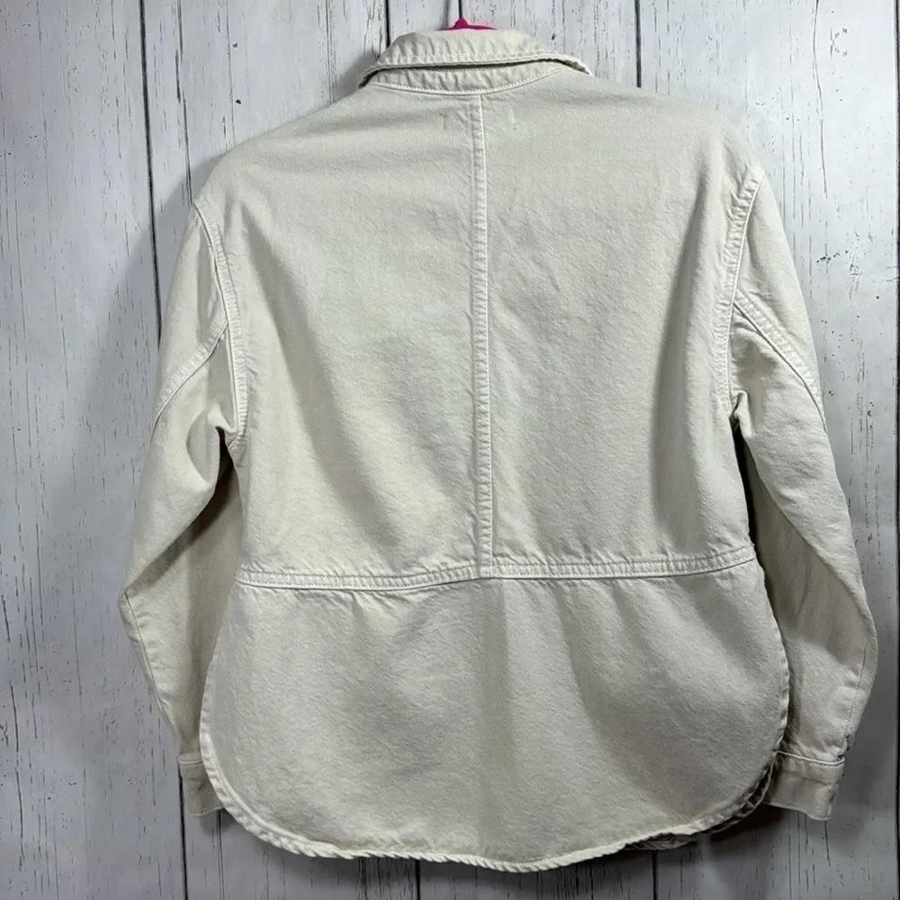 Zara Demin Cream Button Down Casual Pockets Kids Jacket